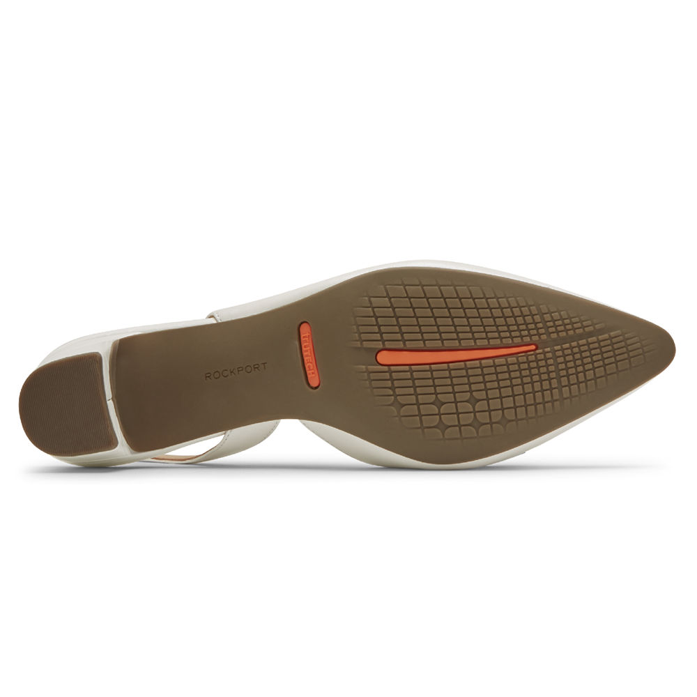 Rockport Hæler Sko Dame Hvite - Total Motion Gracie Bow Slingback - XLFD54162